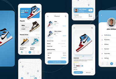 Nike Shoe App Design adidas app design ecommerce illustration minimal mobile modern nike online shoe store ui uiux unique ux