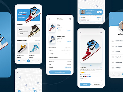 Nike Shoe App Design adidas app design ecommerce illustration minimal mobile modern nike online shoe store ui uiux unique ux