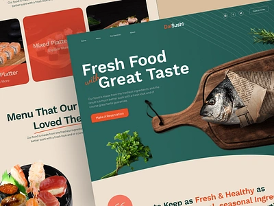 Daisushi - Food Landing Page baverage buffet delivery design eat food foodie home page landing page meal order restaurant ui web web design website