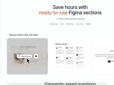 Figma Ready to use section business copy to figma design section designers figma freelance graphic design saas section testimonials ui uiux ux