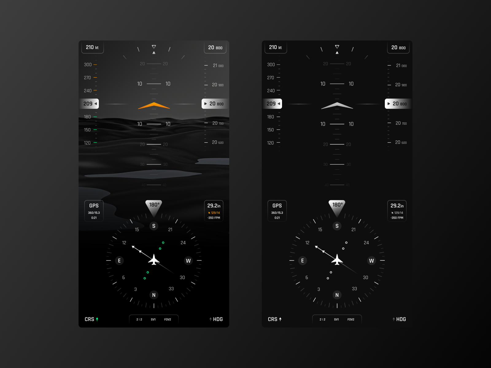 Primary Flight Display 3d app aviation dashboard design device product render ui