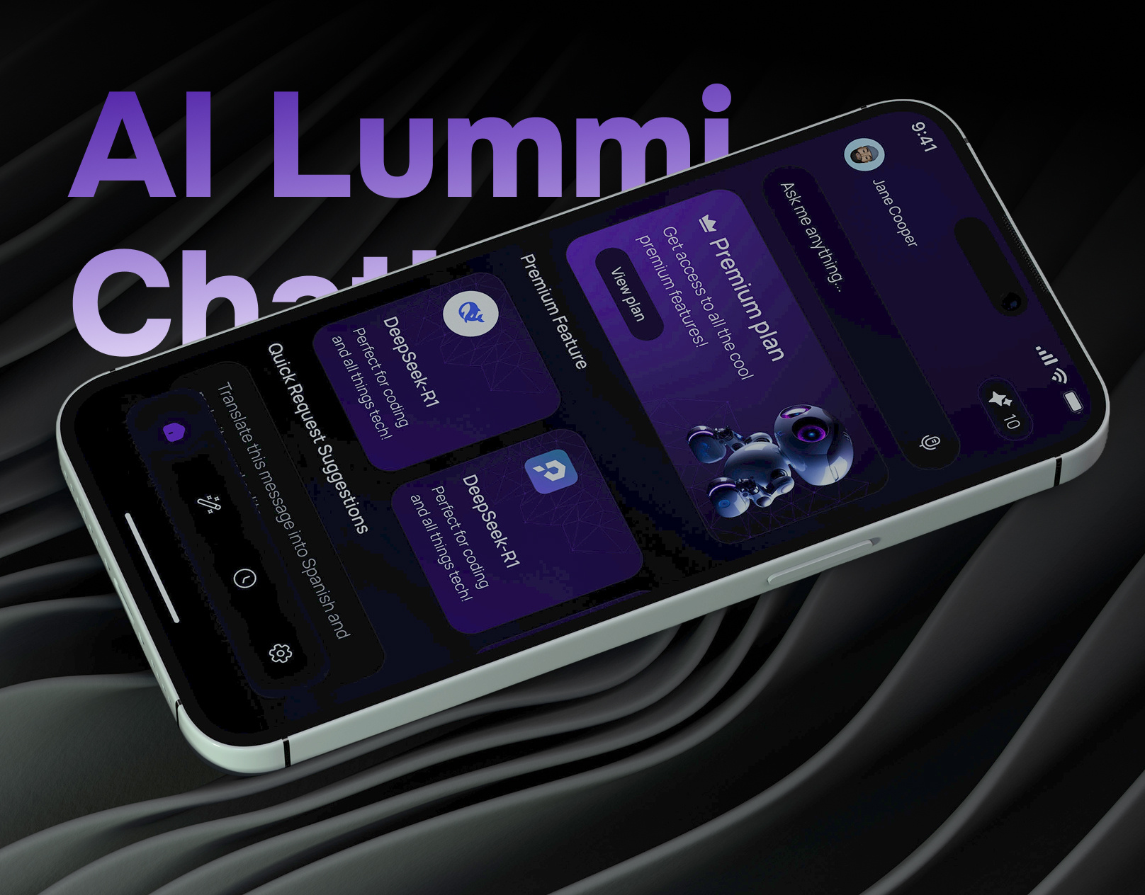 Lummi AI – Chatbot Mobile App ai app ai app design ai bot app ai chat bot ai features ai image app ai tools app designer mobile app ui animation ui designer