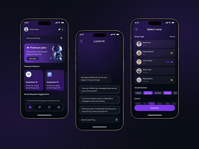 Lummi AI – Chatbot Mobile App ai app ai app design ai bot app ai chat bot ai features ai image app ai tools app designer mobile app ui animation ui designer