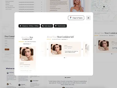 Adaptive testimonial figma section adaptive autolayout beauty salon beauty section components copy to figma figma button figma design graphic design testimonials ui design uiblockify