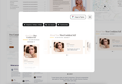 Adaptive testimonial figma section adaptive autolayout beauty salon beauty section components copy to figma figma button figma design graphic design testimonials ui design uiblockify