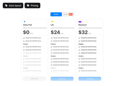 Pricing figma section autolayout components designers figma graphic design pricing ready to use section section ui design uiblockify variables