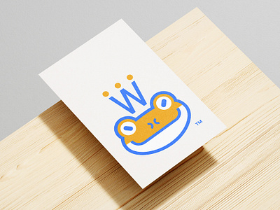 W-Frog Variant animal brand branding card crown frog head hr jewel logo mascot smile