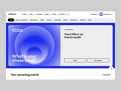 Clean and minimal UI for emotional wellness platform b2c design design studio graphic design health health care illustration interaction interface landing landing page motion graphics saas ui ux web web design website animation