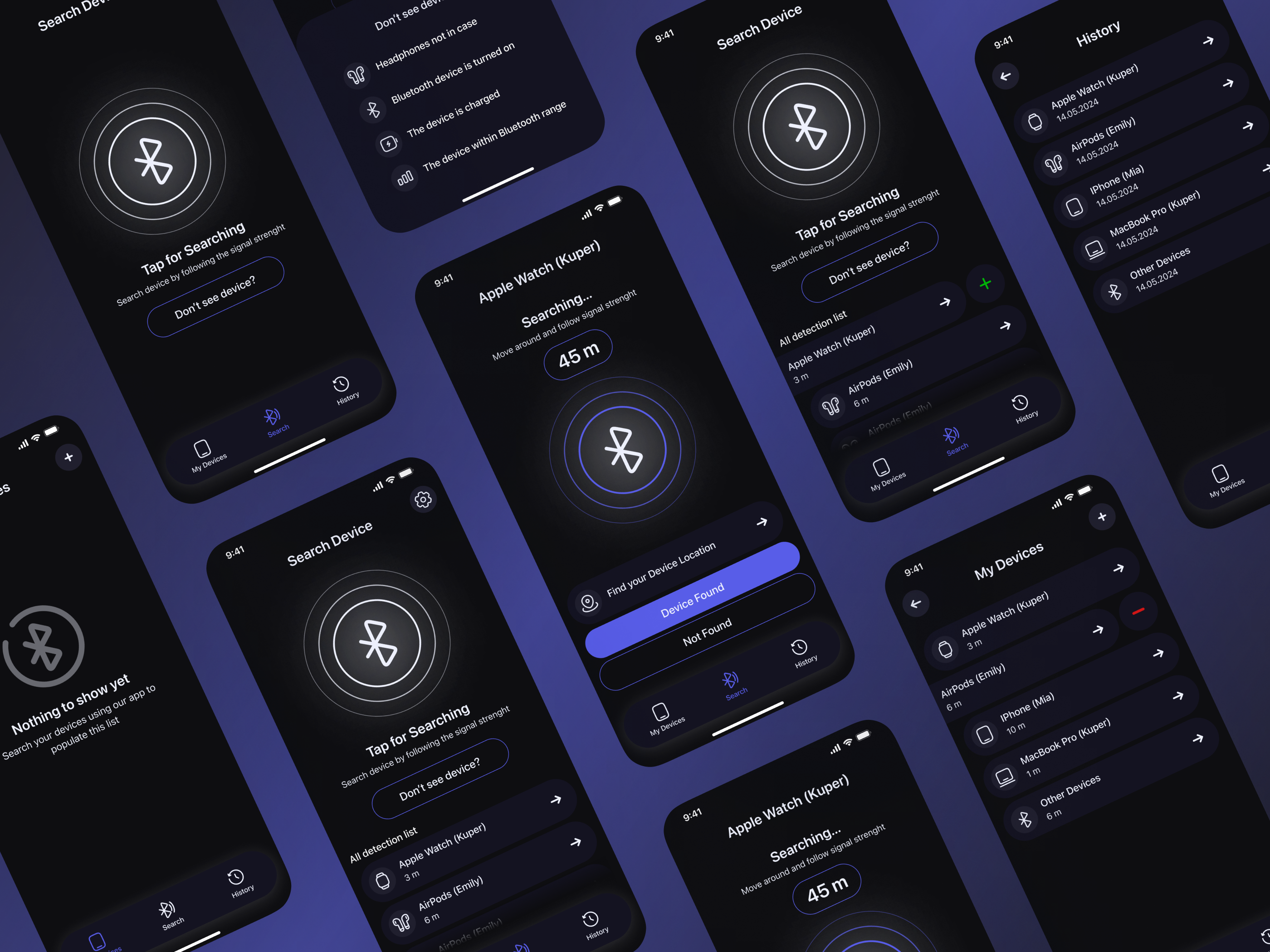 Bluetooth Finder Mobile App app design logo ui ux