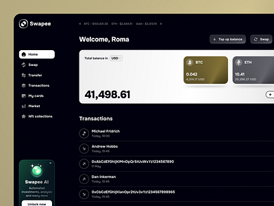 Account balance / Wallet ui account ai app assets balance banking bitcoin btc crypto dashboard digital eth nft store swap transaction transfer ui wallet