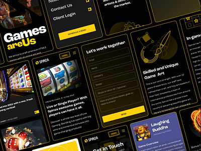 Spinza. Website Design for a progressive game studio. animation game studio igaming slots ui user interface userflow ux website website design