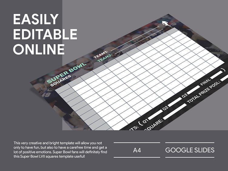 Super Bowl Squares With Numbers Free Google Docs Template 