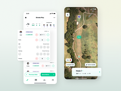 Leaderboard - Stroke Play and Game Map View game map golf match golf play golf range golf round mobile app mobile design mobile ui stroke play virtual realities