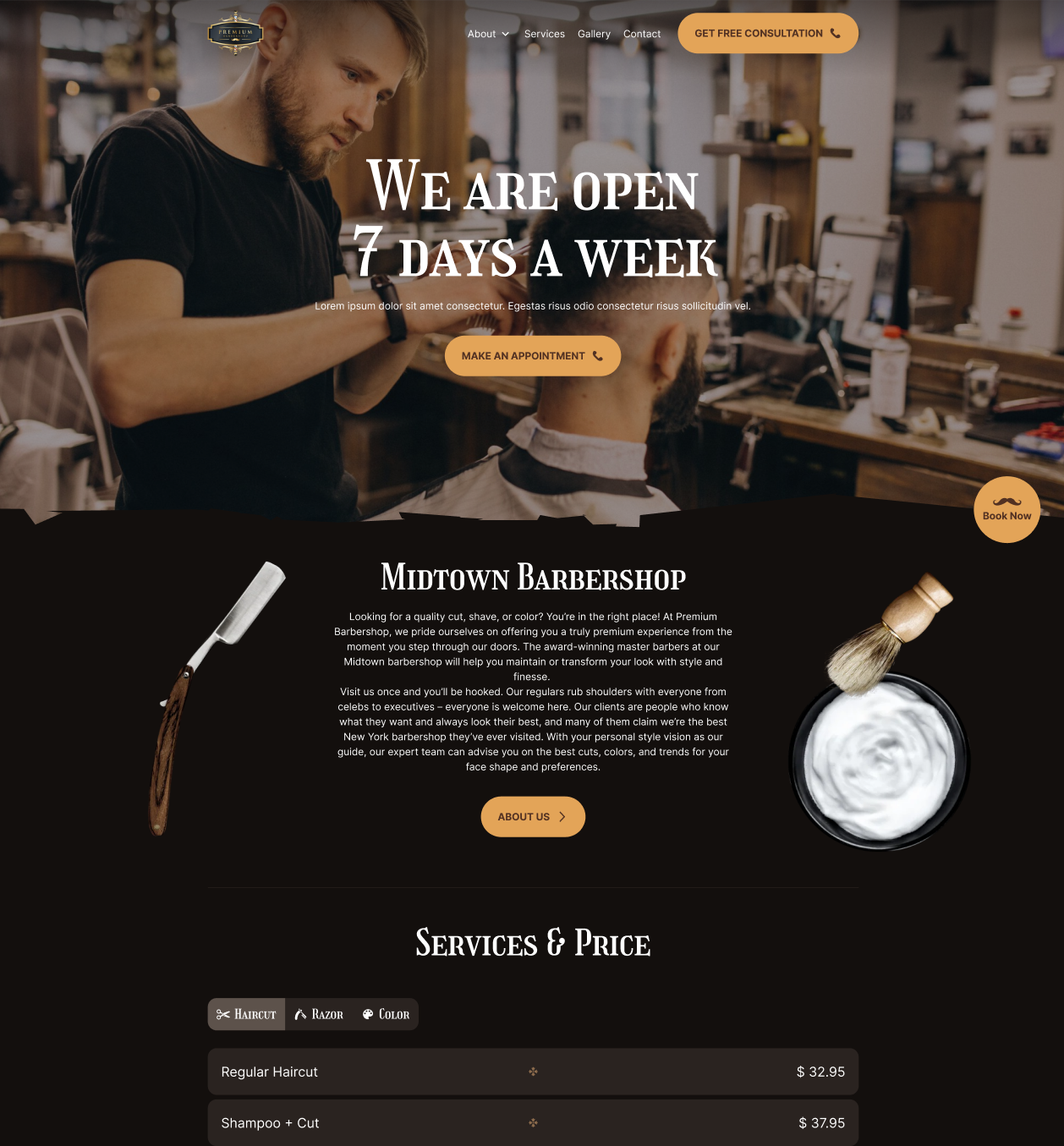 Barbeshop Figma Page Template animation barbershop components figma design figma page template graphic design landong sections template ui ux uiblockify website design