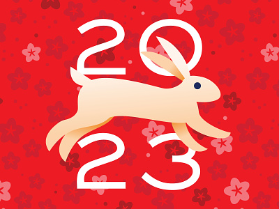 Year of the Rabbit 2023 chinese new year digital flowers happy new year illustration lunar lunar new year new year pattern rabbit vector