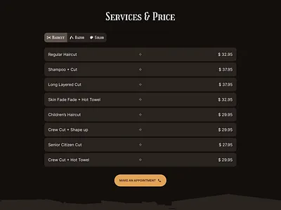 Services & Price Figma Section barbershop components figma design figma section graphic design price list price section service section services ui uiblockify uiux