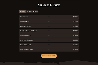 Services & Price Figma Section barbershop components figma design figma section graphic design price list price section service section services ui uiblockify uiux