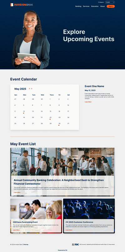 Reworked Internal Pages for Invision Bank design landing page mockup ui web web design website