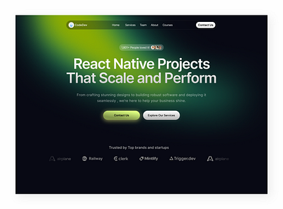 Mobile app development agency app ui branding clean clean landing page dark mode design graphic design landing page mobile app saas ui web design