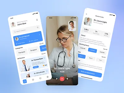 ⚕ MediCall – Doctor Booking & Video Consultation UI app booking branding call design doctor interface medical mobile app product design ui uidesign ux uxdesign