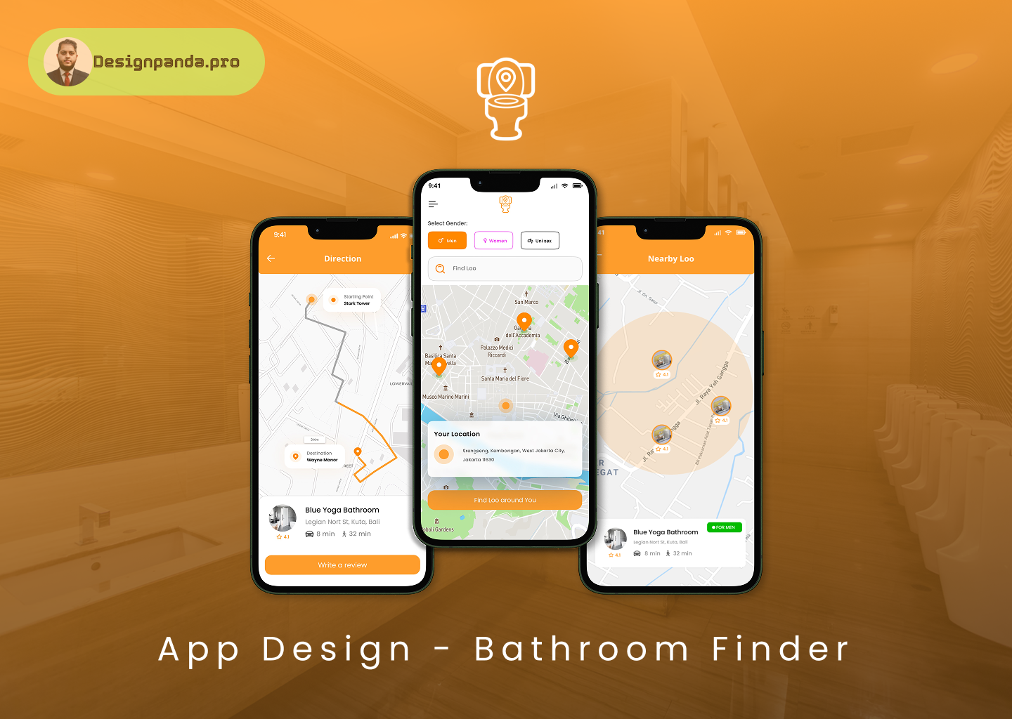 Bathroom Finder - MOBILE APP DESIGN android app bathroom best design app find graphic design idea ios mobile app new prototyping ui ux wireframes