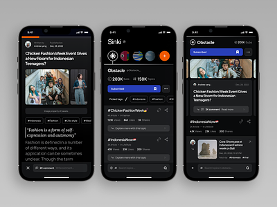 Sinki - Trending Topic News & Article App android app app application article blog blog app brutalism design iphone app mobile news news app newsfeed newsletter newspapper publishing read reading ui ux