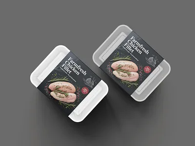 Food Tray Label & Packaging Design branding business business identity cardboard fillet graphic design label label design marketing meat pack package packaging plastic restaurant seafood serving sticker tray