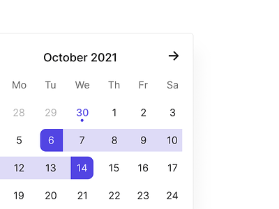 Date Picker UI app calendar component date design design system interface picker range ui web app