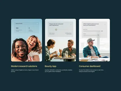 UI cards for landing page cards landing page web design