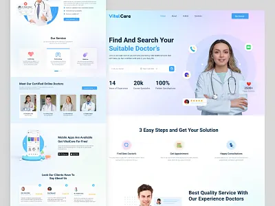 Doctor's website - landing page branding cleanui doctor doctorwebsite figmadesign healthcareui hero banner homepage landing page landingpageui medicaldesign product responsivewebdesign telemedicine ui design uiux visual web webdesign website