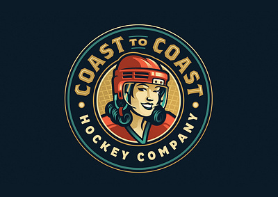 Coast to Coast Hockey Logo brand branding coast hockey illustration logo nhl nostalgia pin up pinup puck retro sport sports stick team vintage