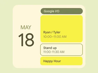 Event Agenda: Clean Calendar Widget clean design event event agenda minimalist minimalist ui modern modern design pastel pastel colours ui ui design user experience ux ux design web design widget yellow