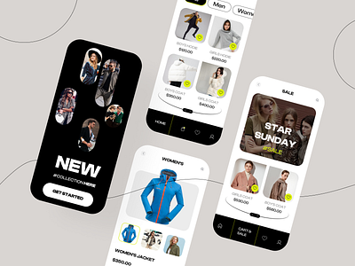 Fashion store mobile screen apparel boutique clothes clothing dress fashion lifestyle mobile app outfit sale screen design shoes shop shopping streetwear style tshirt ui ux women
