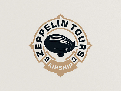Zeppelin Tours Airship airship classic flight illustration logo retro sky tours travel vintage logo zeppelin