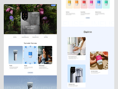 Smart Water Purifier & Dispenser Website bright colors colorful colorful design creative creative design design e commerce landing design ui ui design ui ux ux design web design web page web page design website