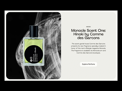 Monocle Scent One: Product Landing Page design elegant elegant design fragnance graphic design home page landing page perfume product page scent ui ui design user experience ux ux design web web design web page website