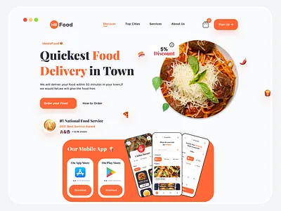Food Web Template Design | Hero section e commerce landing page ui food food landing page food ui food web template design food web ui fppd landing page ui landing page food ui uiu food