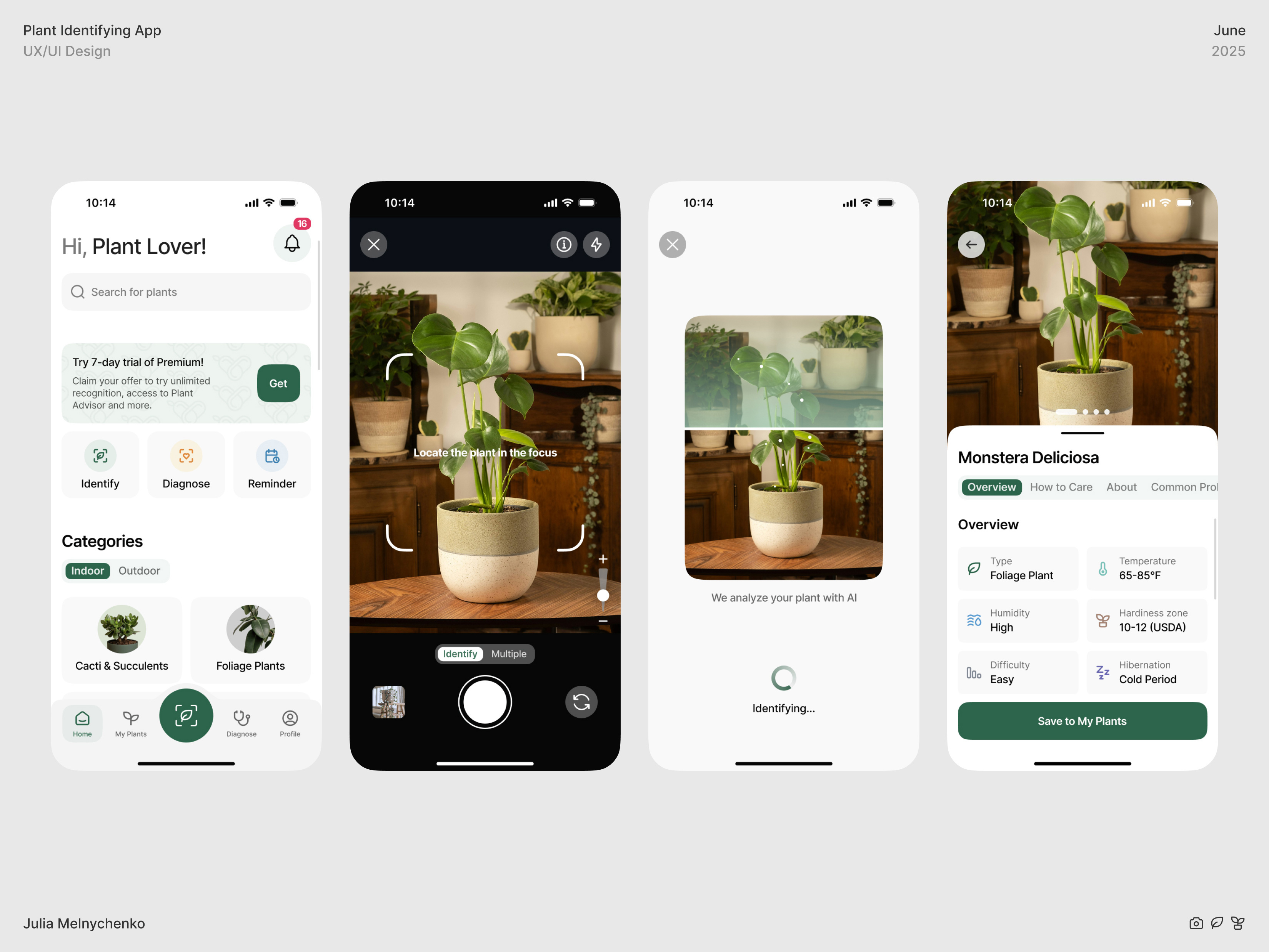 Flover – Plant Identifying Mobile App flower garden app home page identification ios mobile mobile app mobile app ui plant plant care app plant guide plant identifier planting product design scanning ui uidesign ux