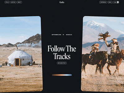 Giulia - Travel Photography Portfolio Website creative design follow the tracks giula home page landing page modern photo photography travel web traveler blog ui ui design ux ux design ux ui website website concept wweb
