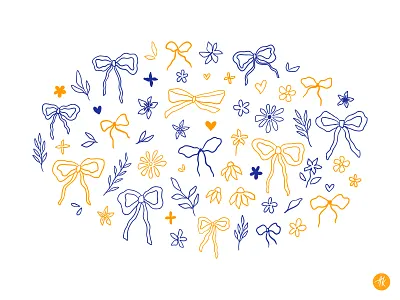 Bows and Flowers bow ribbon bows clipart floral flowers graphic design hand drawn illustration summer vector