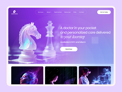 Checkmate - Healthcare Website aesthetic enhancement branding design healthcare home page design illustration medical purple purple website ui ui design ui ux design ux website website design