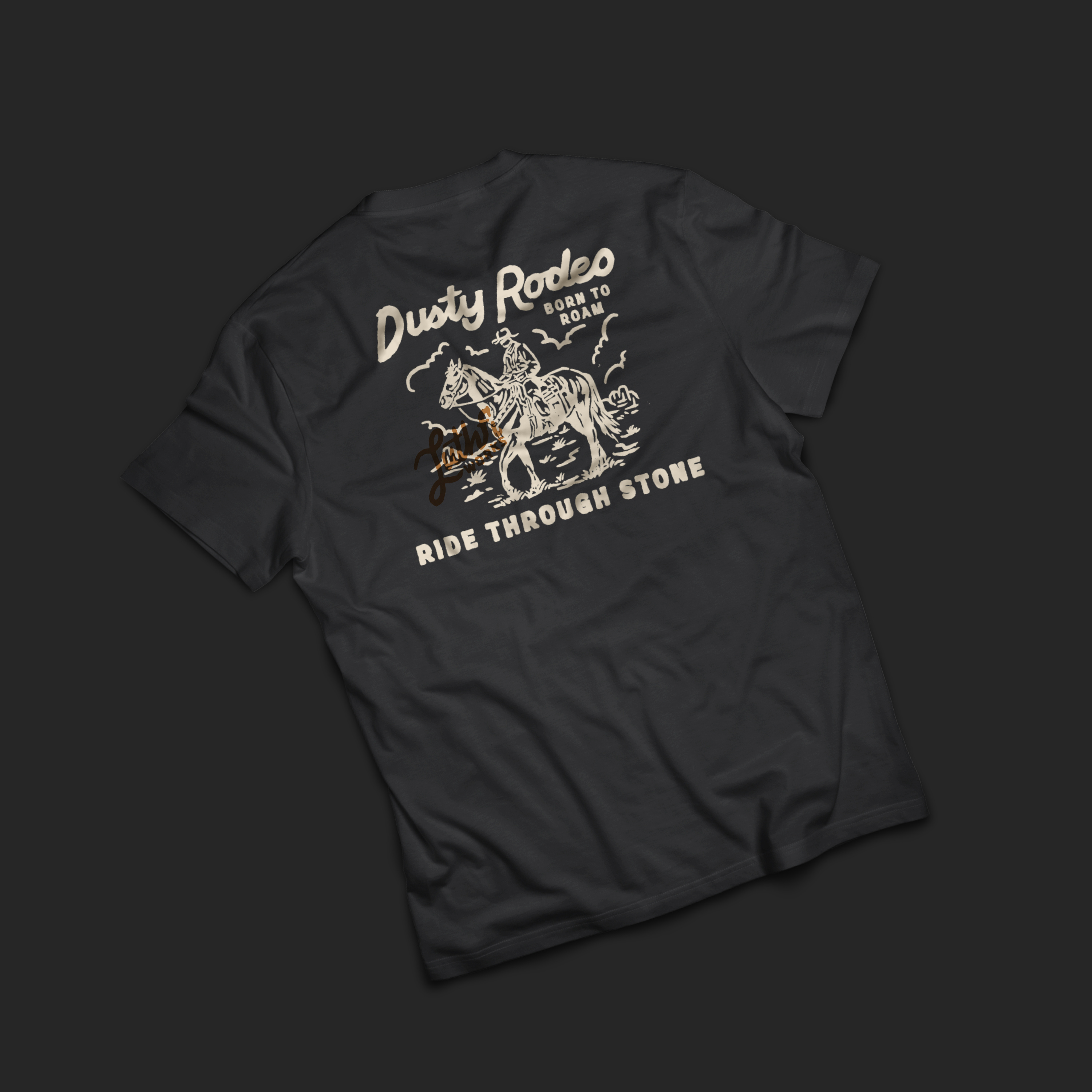 Dusty Rodeo T-Shirt Design black brand branding design font graphic hand drawn identity illustration lettering merch merchandise style tshirt typography vector vintage visual western wild
