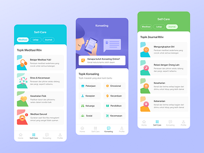 Library of Riliv App bright color card clean design colorful counseling illustration library meditation mind mindfulnes minimal self care ui user interface ux vector