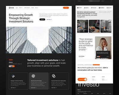 Investio — Strategic Investment Firm Website UI clean design consultation conversion finance grid landingpage layout swiss design web website whitespace