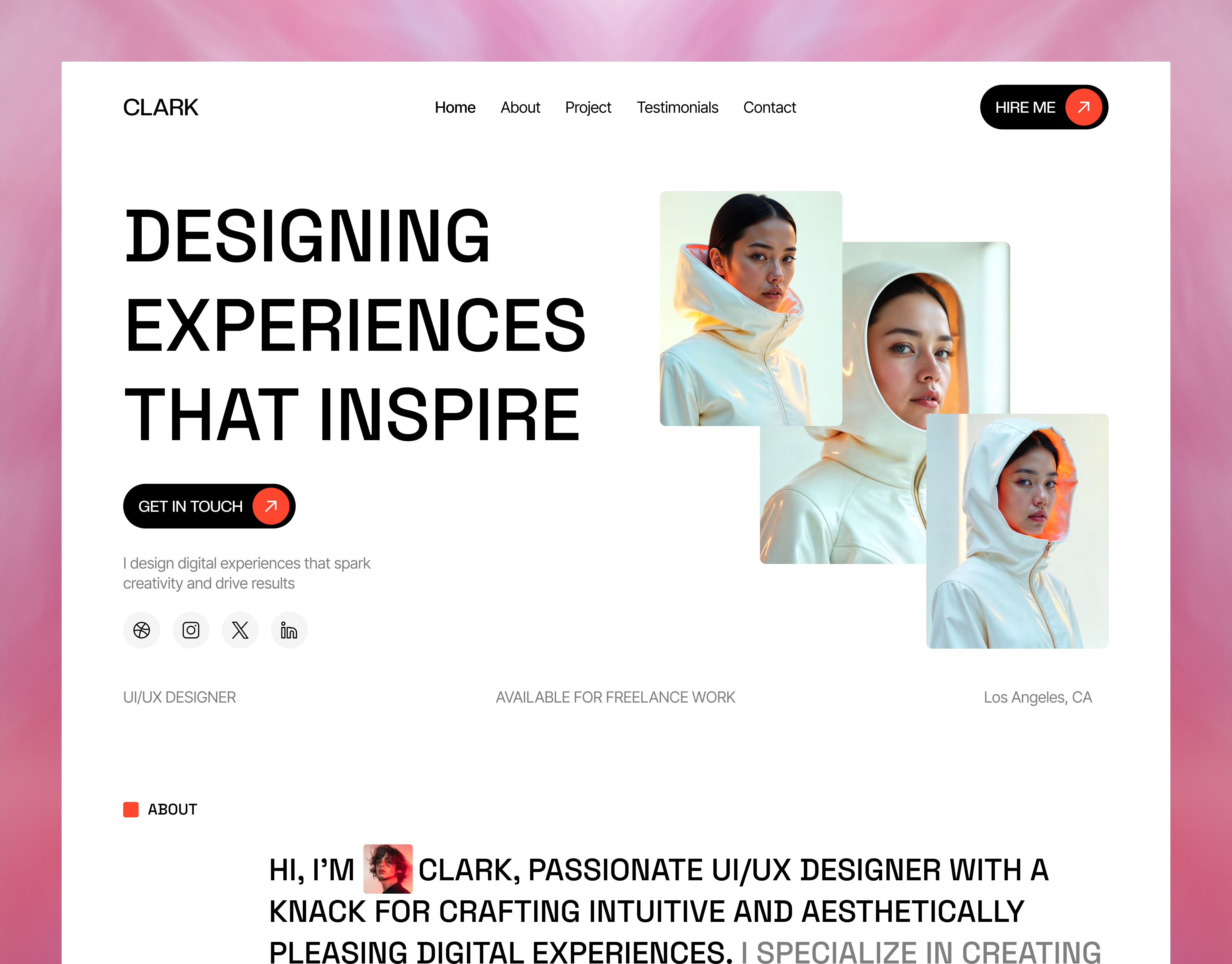Clark - Portfolio Website Design choyon clean creative design creative direction design service designer portfolio digital portfolio figma landing pag landing page design personal portfolio personal portfolio website portfolio portfolio website product designer responsive design uiux designer portfolio uiuxdesign web design website design