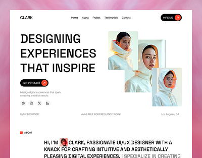 Clark - Portfolio Website Design choyon clean creative design creative direction design service designer portfolio digital portfolio figma landing pag landing page design personal portfolio personal portfolio website portfolio portfolio website product designer responsive design uiux designer portfolio uiuxdesign web design website design