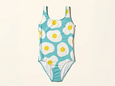 Fried Egg Pattern Swimsuit bathing suit breakfast brunch design egg fashion fried egg pattern sunny side up swimsuit