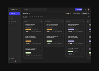 Dashboard Design for a Smart Task Tracker Platform ai branding clean clear dark design task tracker ui web