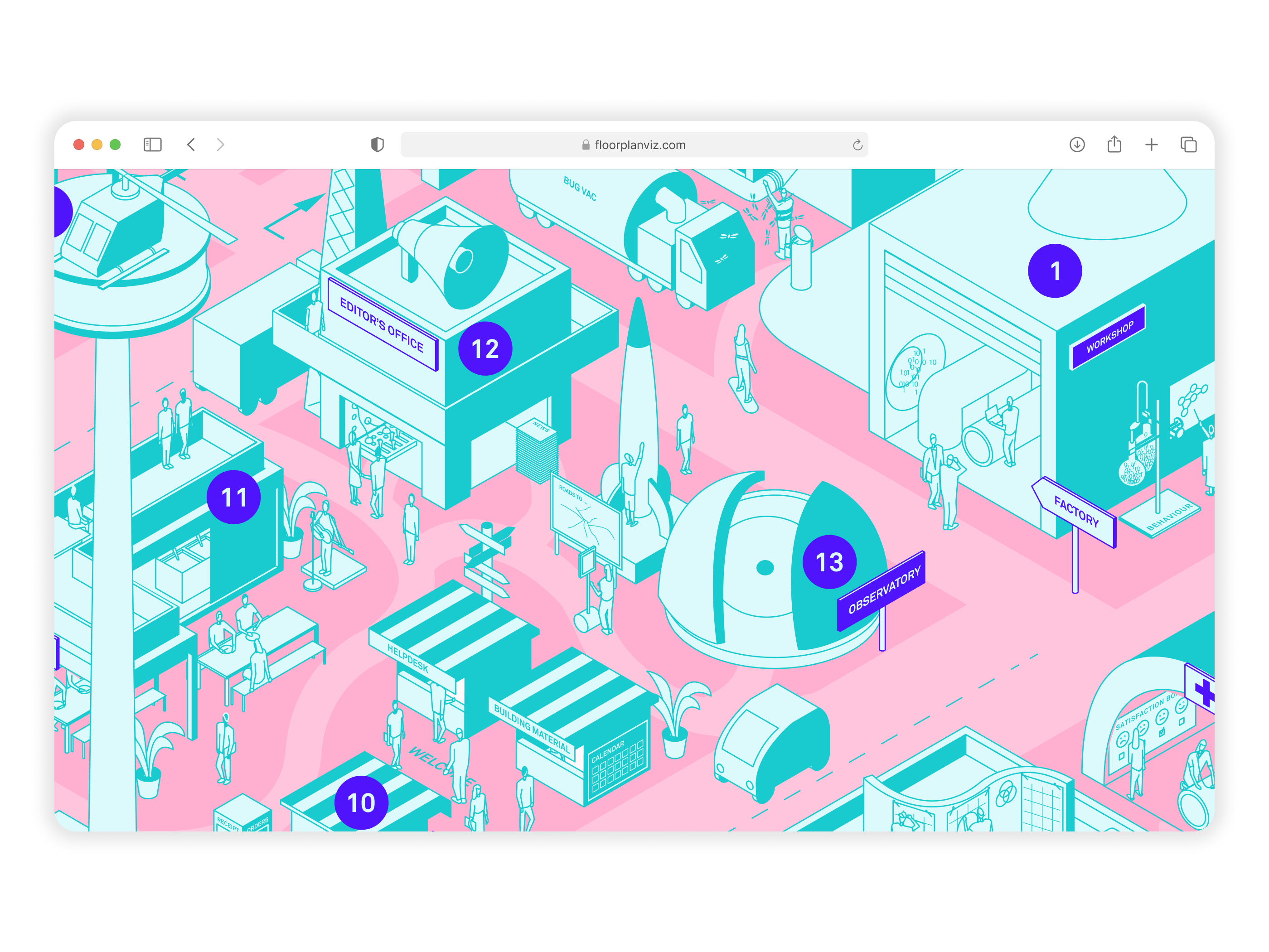 floorplanviz artdirection brightcolors businessinfographic cityillustration companymap corporateillustration customillustration floorplan illustrations infographic isometric isometricillustration mapdesign minimalist organizationalchart playfuldesign teamvisualization vectorart visualstorytelling workplacevisualization