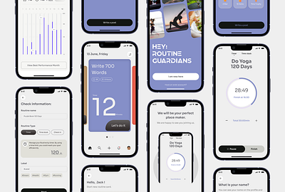 ↗️Routine Guardian - Daily Routine App - UX/UI Case Study. app design app ui application design daily dailyrountine fitness fitness app fitnessapp mobileapp routine routine app ui uiux ux